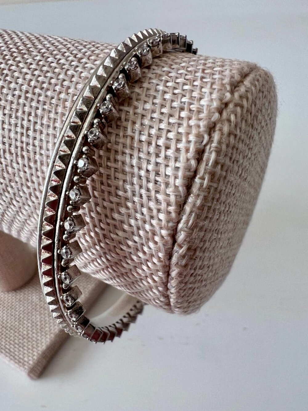 Kendra Scott Mary Caroline Crown Pave CZ Studded Bangle Silver Rhodium